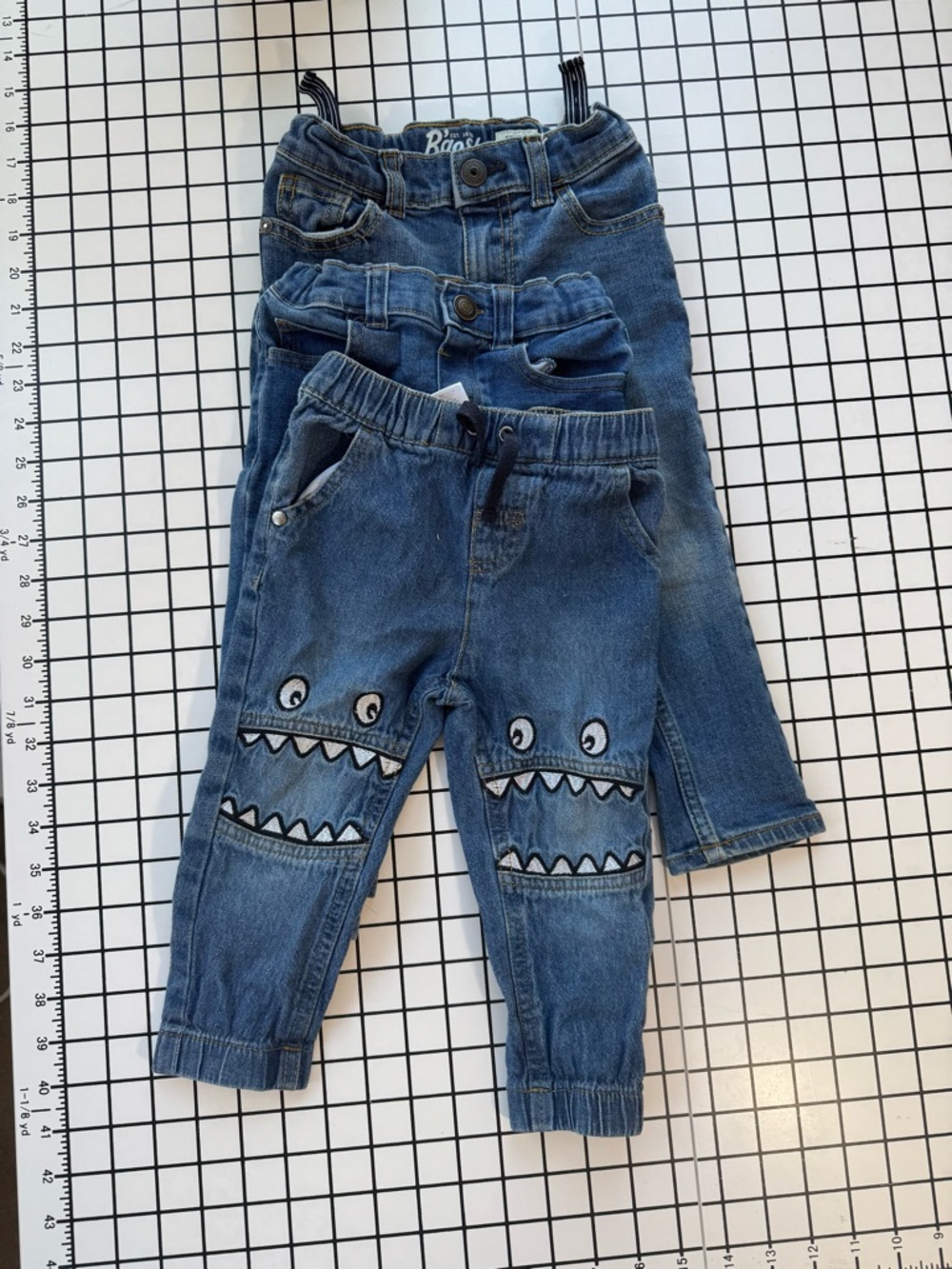 Boys Blue Denim Monster Pocket Joggers